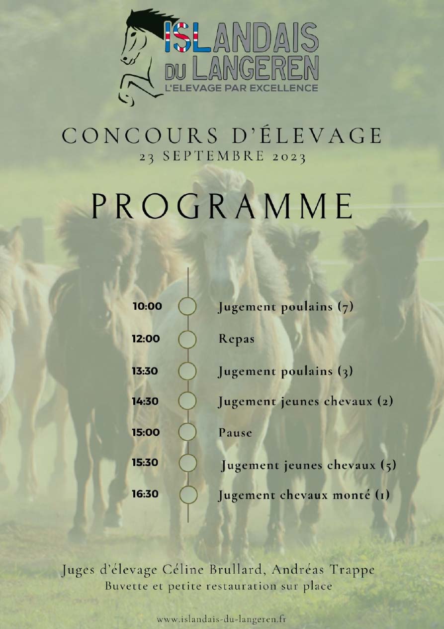 Islandais du Langeren - Programme du concours d'élevage